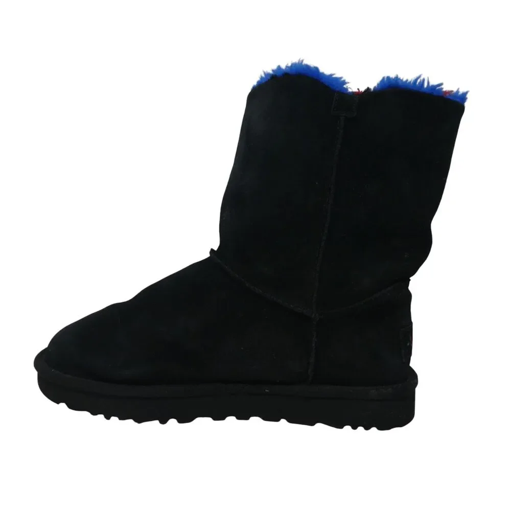UGG Bailey Buckle Cali Collage Black Suede Fleece Lined Winter Boots